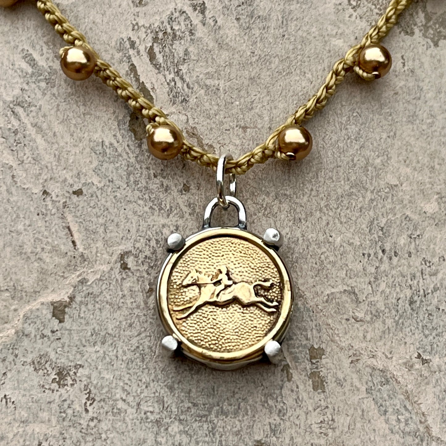 Little Lovely Brass Race Horse Necklace