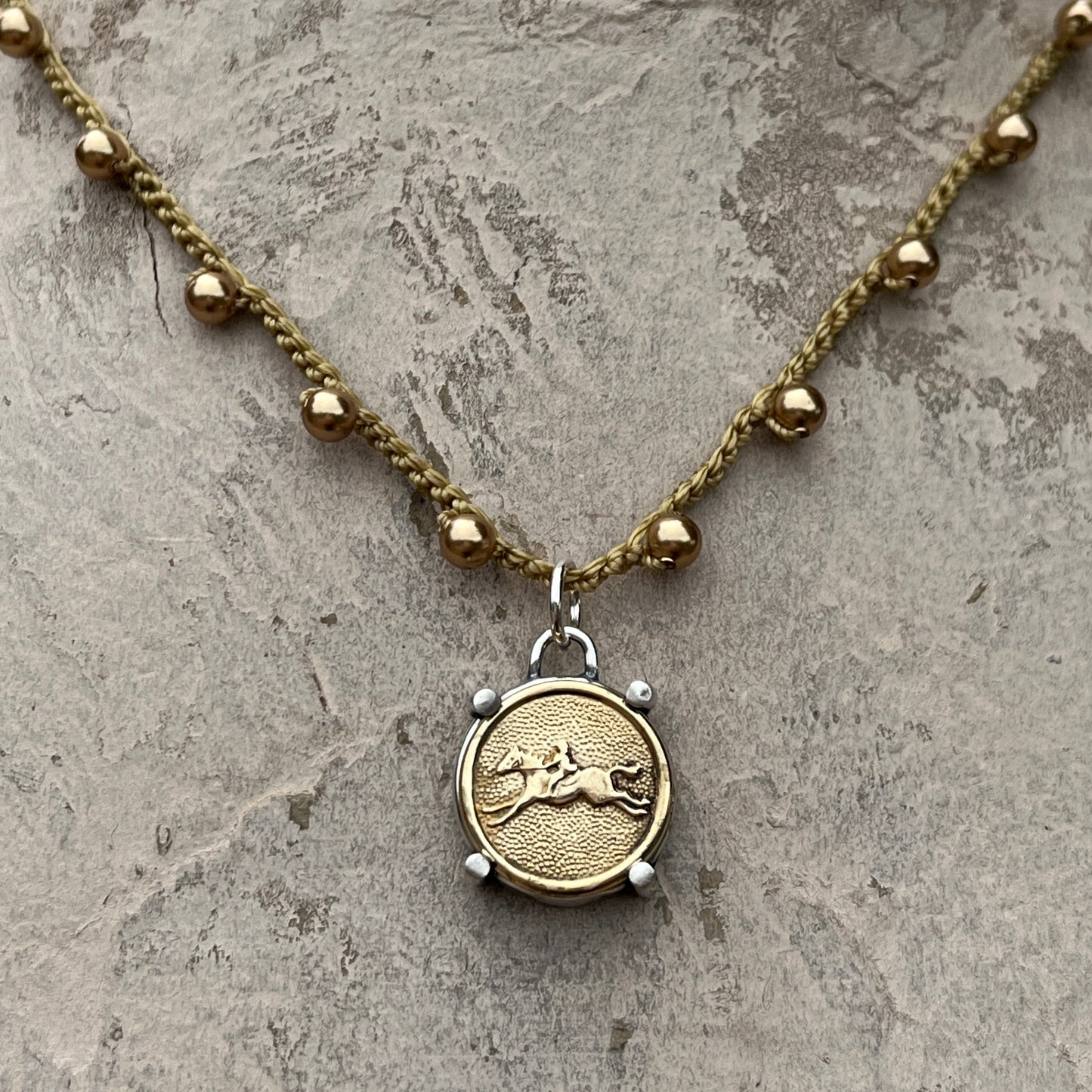 Little Lovely Brass Race Horse Necklace