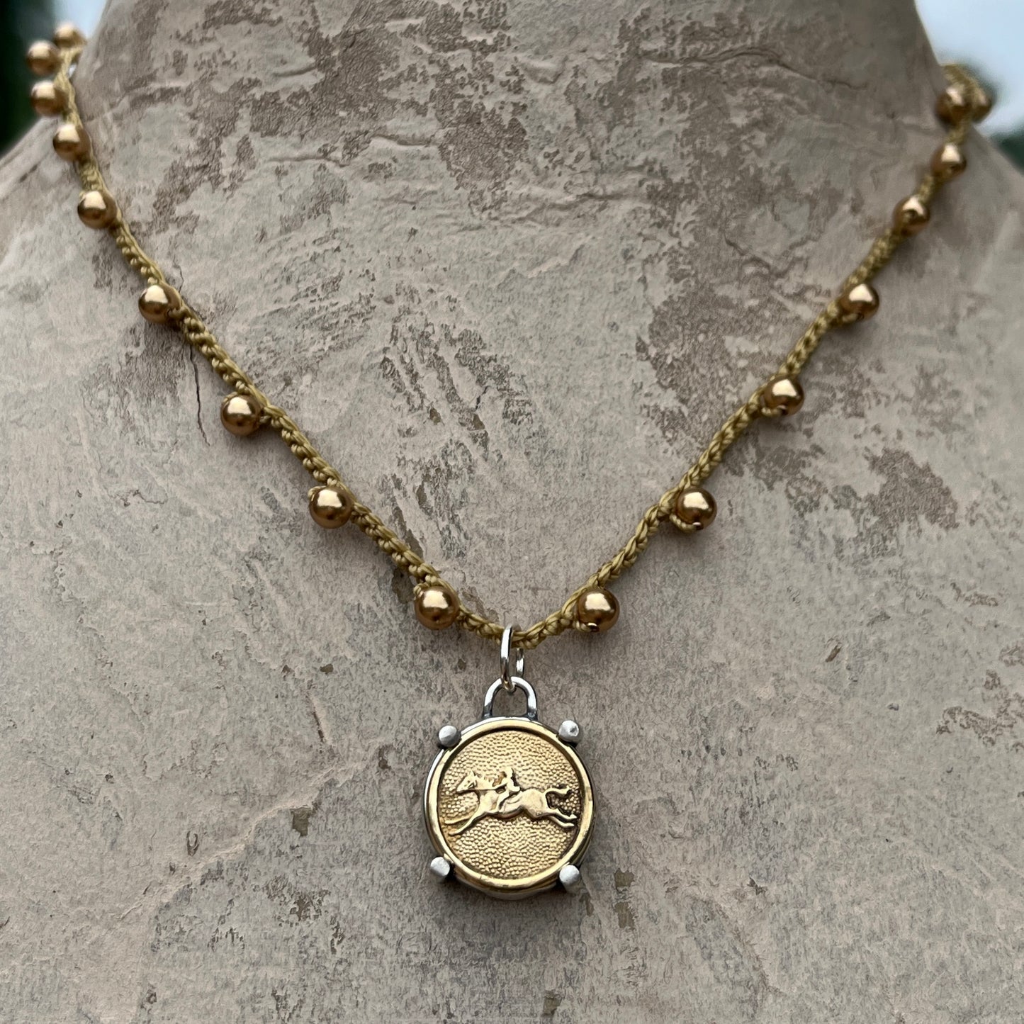 Little Lovely Brass Race Horse Necklace