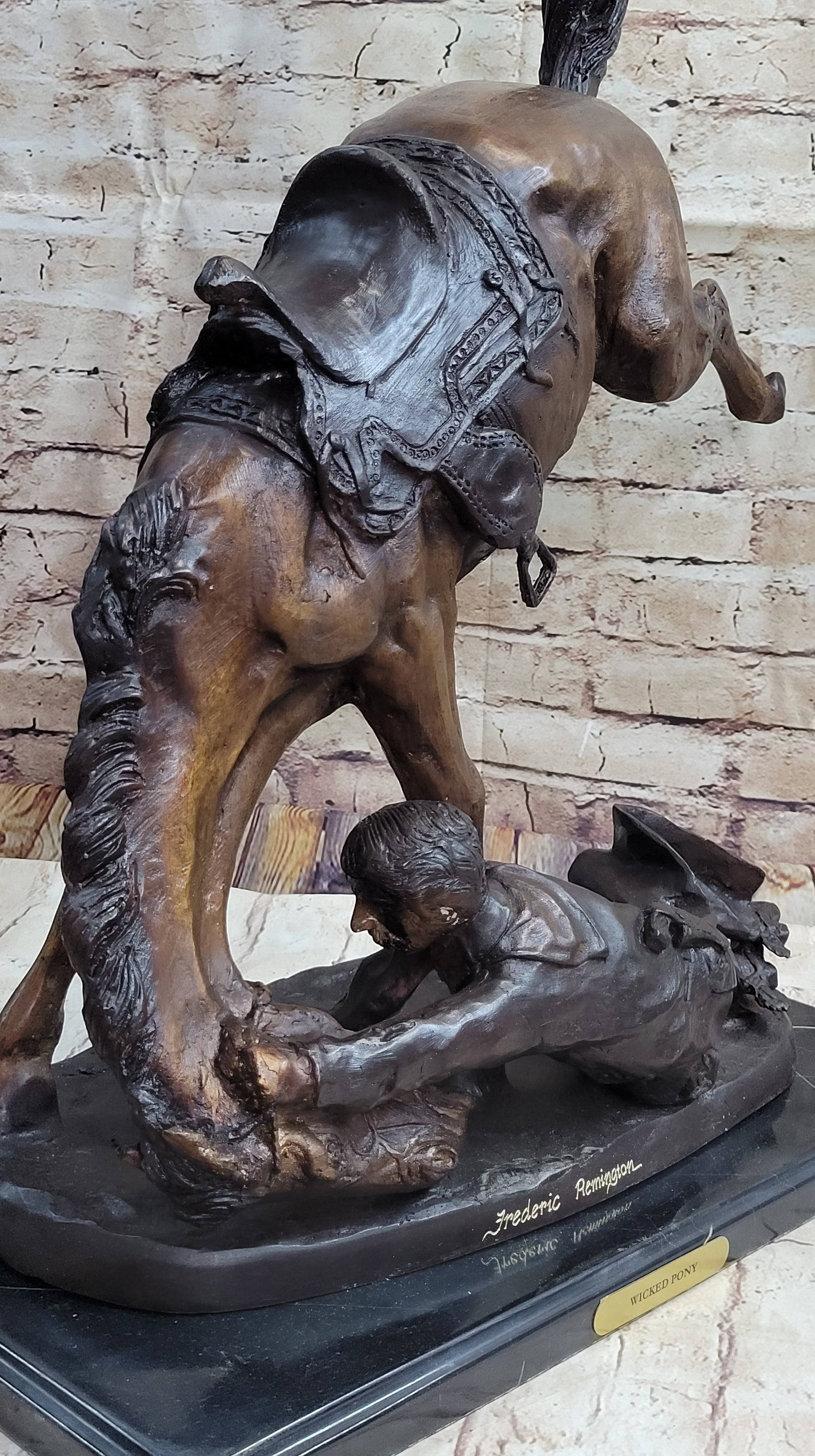 Wicked Pony Frederic Remington Bronze Western Sculpture Statue Fallen Horseman 24" x 23"