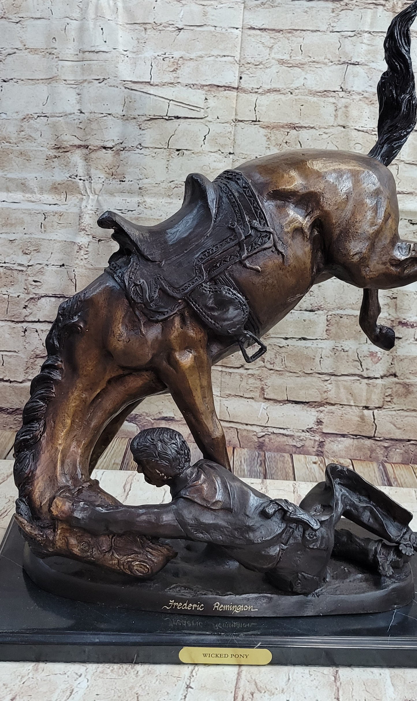 Wicked Pony Frederic Remington Bronze Western Sculpture Statue Fallen Horseman 24" x 23"