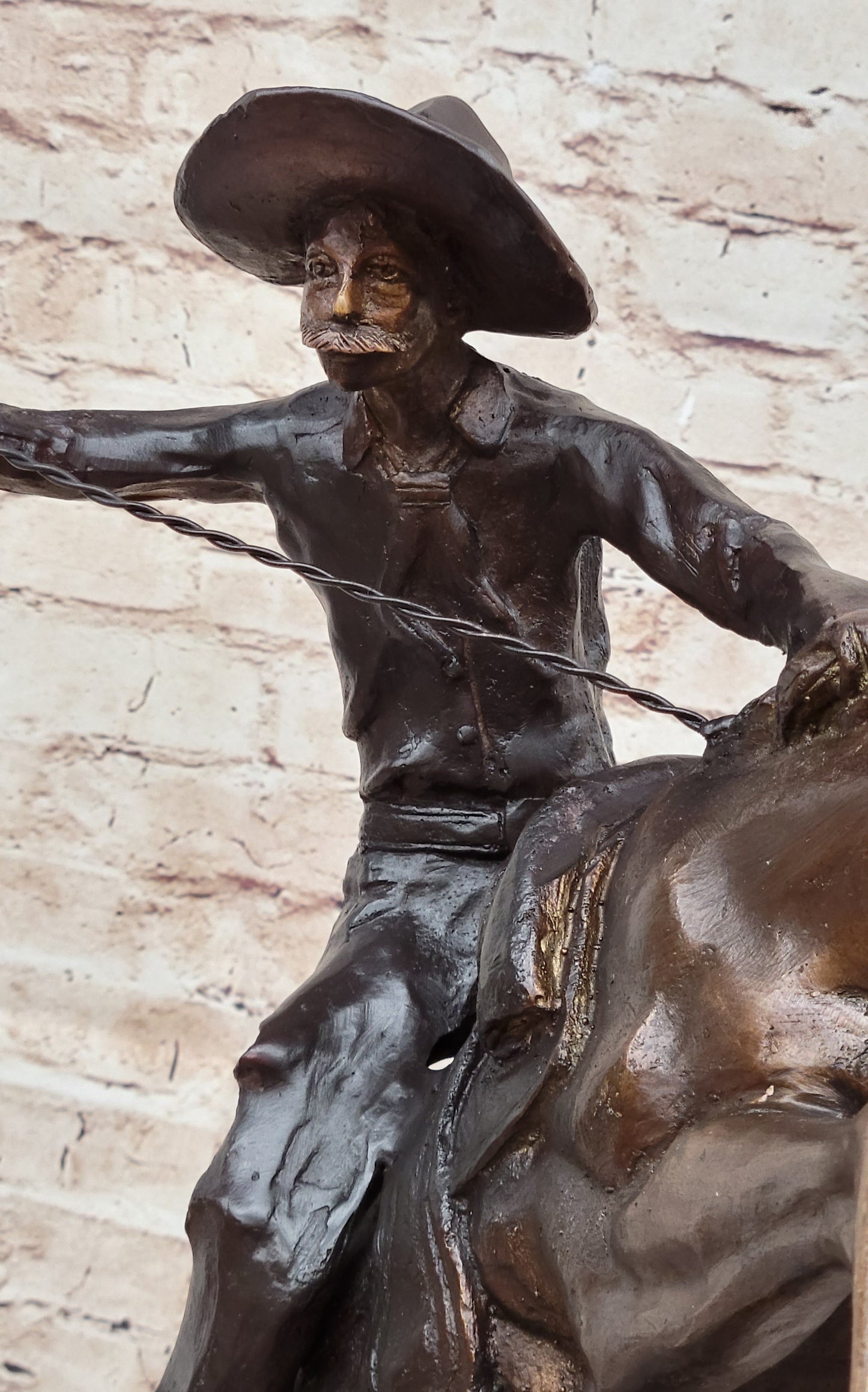 Bronco Buster Frederic Remington Bronze Statue Cowboy Horse Western 24" x 26"