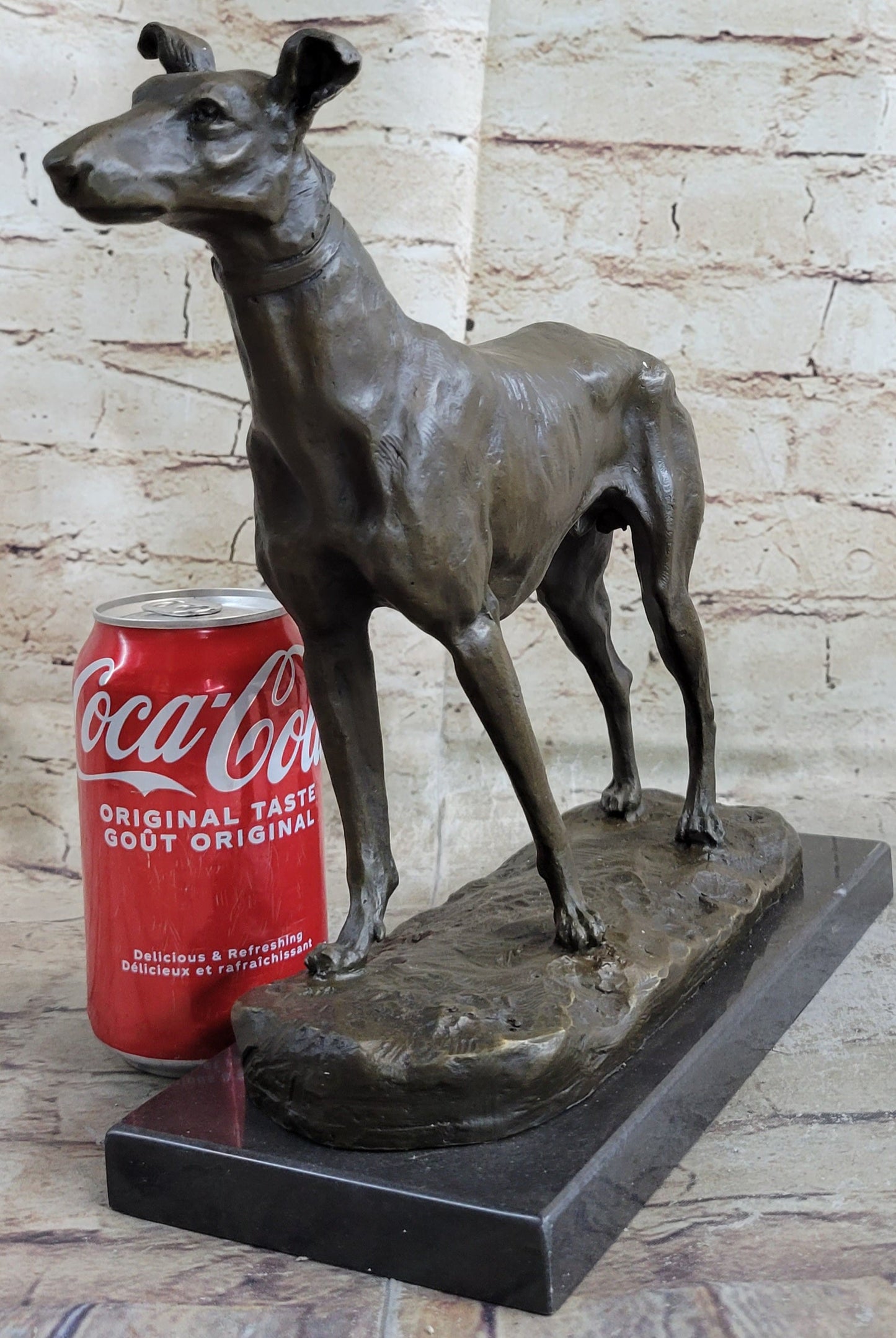 Greyhound Dog Bronze Sculpture on Marble Base by Fremiet