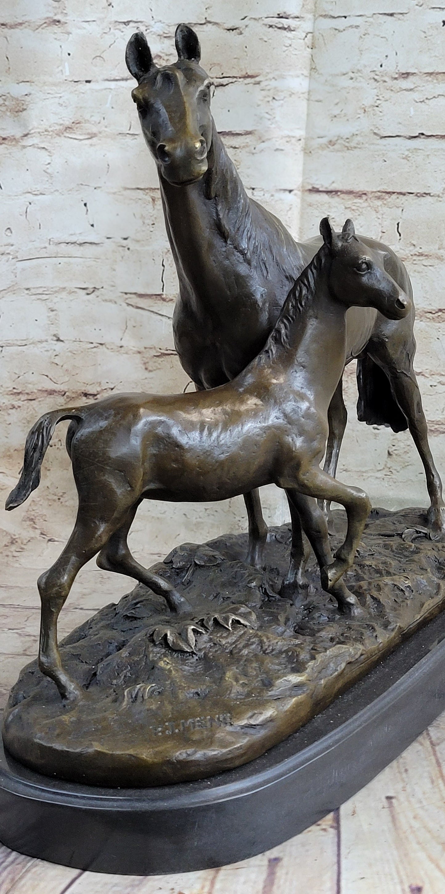 PJ Mene Mare & Foal Bronze Sculpture