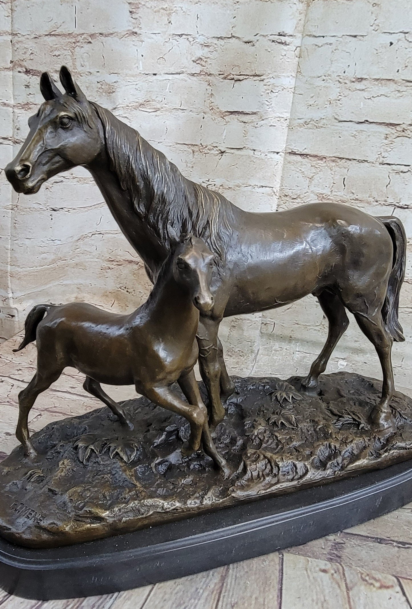 PJ Mene Mare & Foal Bronze Sculpture