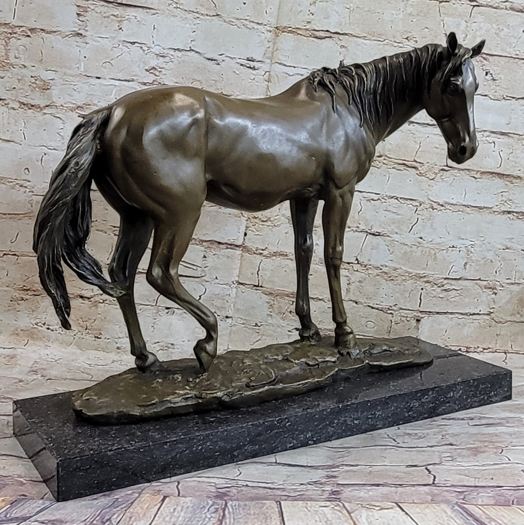 Arabian Horse Mare Hot Cast Bronze Sculpture Statue on Marble Base by PJ Mene