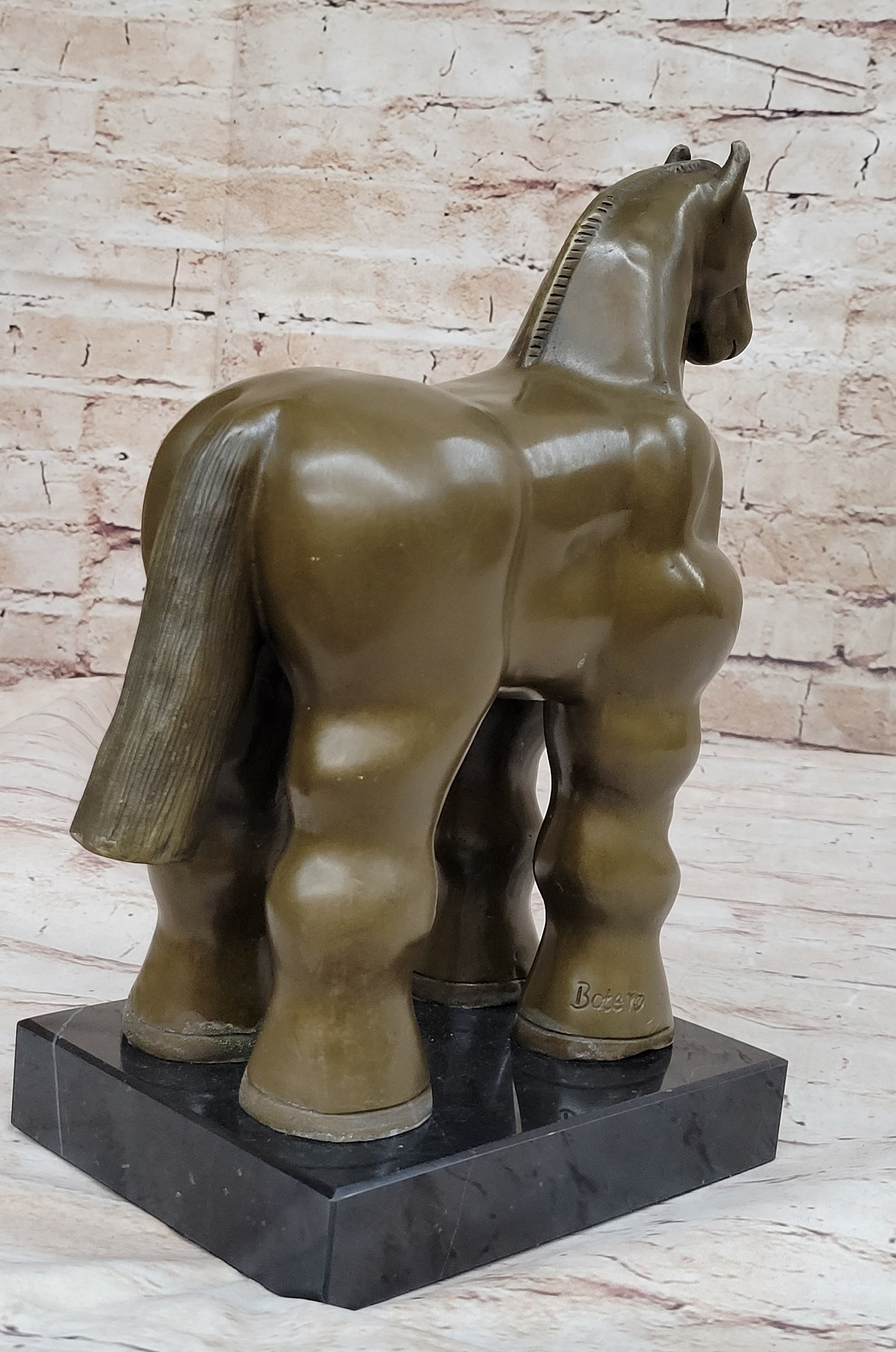 Fernando Botero Trojan Horse Abstract Bronze Statue Sculpture on Marble Base