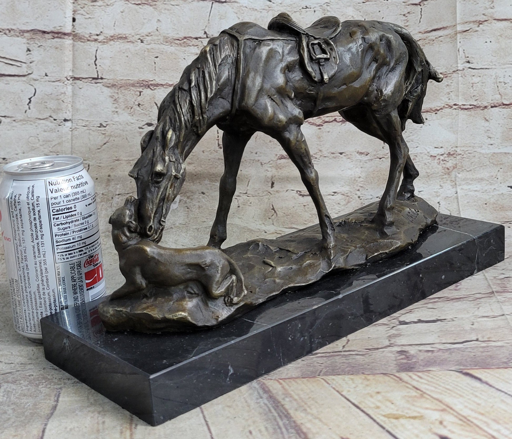 Friendship between Horse & Dog Bronze Statue Sculpture Equestrian Decor