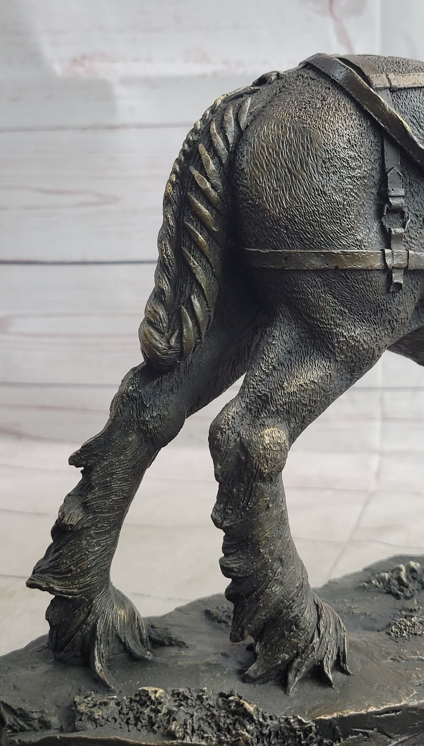 Budweiser Clydesdale Work Horse Bronze Statue Sculpture Original Art on Marble Base