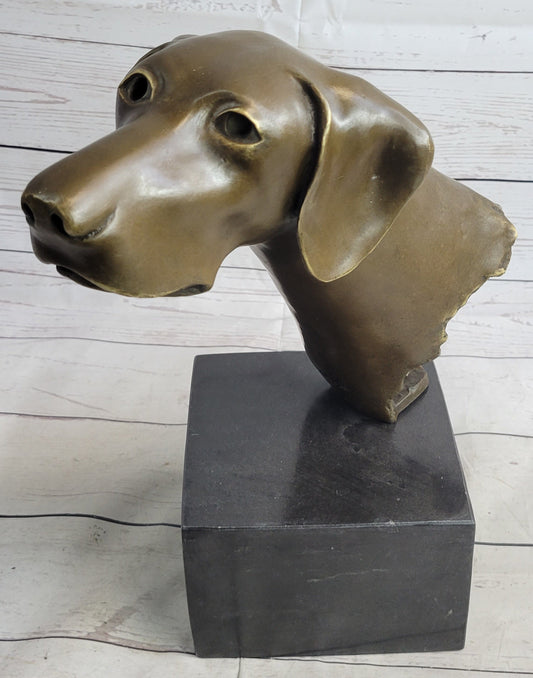 Weimaraner Vizsla Dog Bronze Bust Sculpture