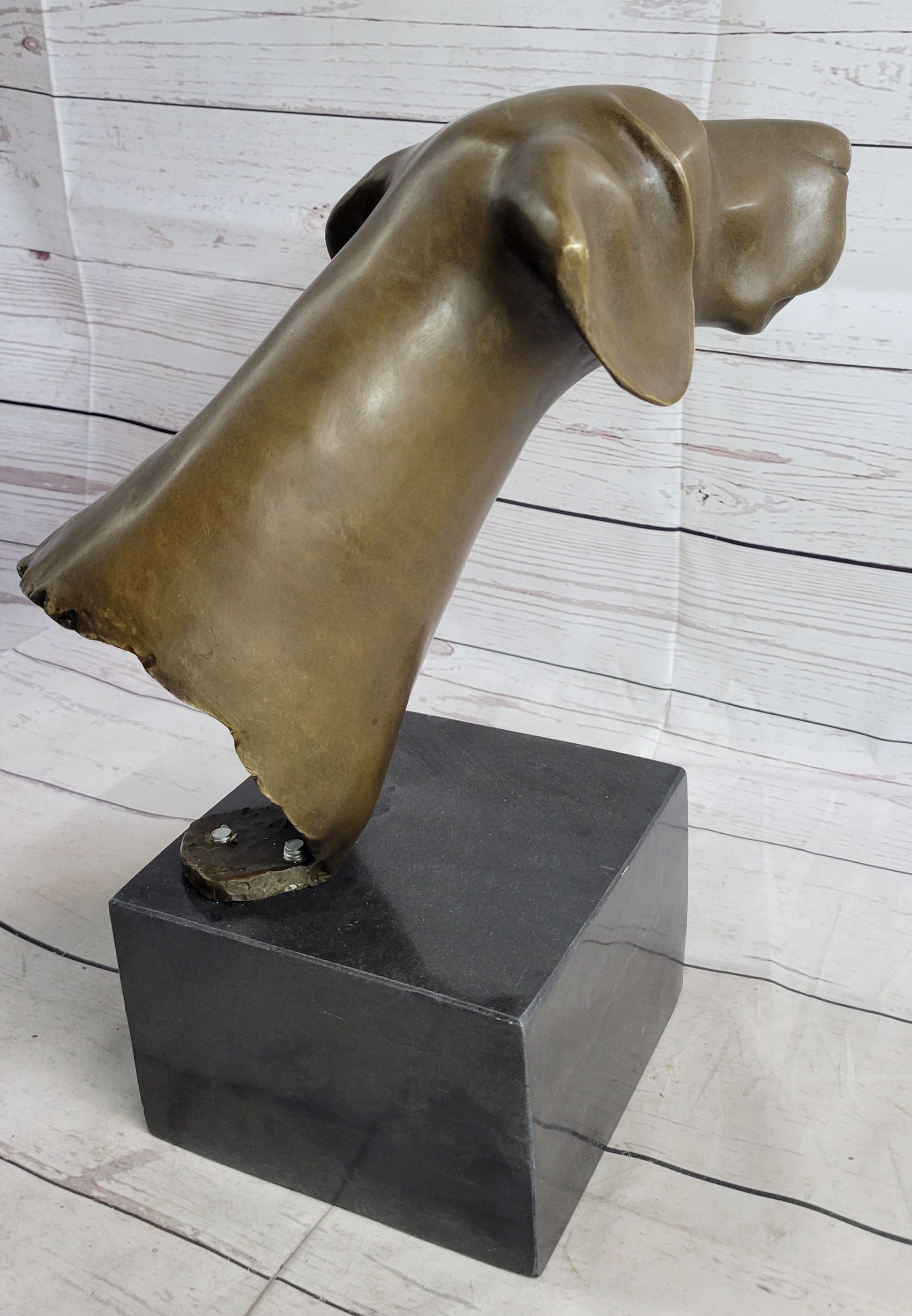 Weimaraner Vizsla Dog Bronze Bust Sculpture Statue Home Decor Figurine on Marble Base