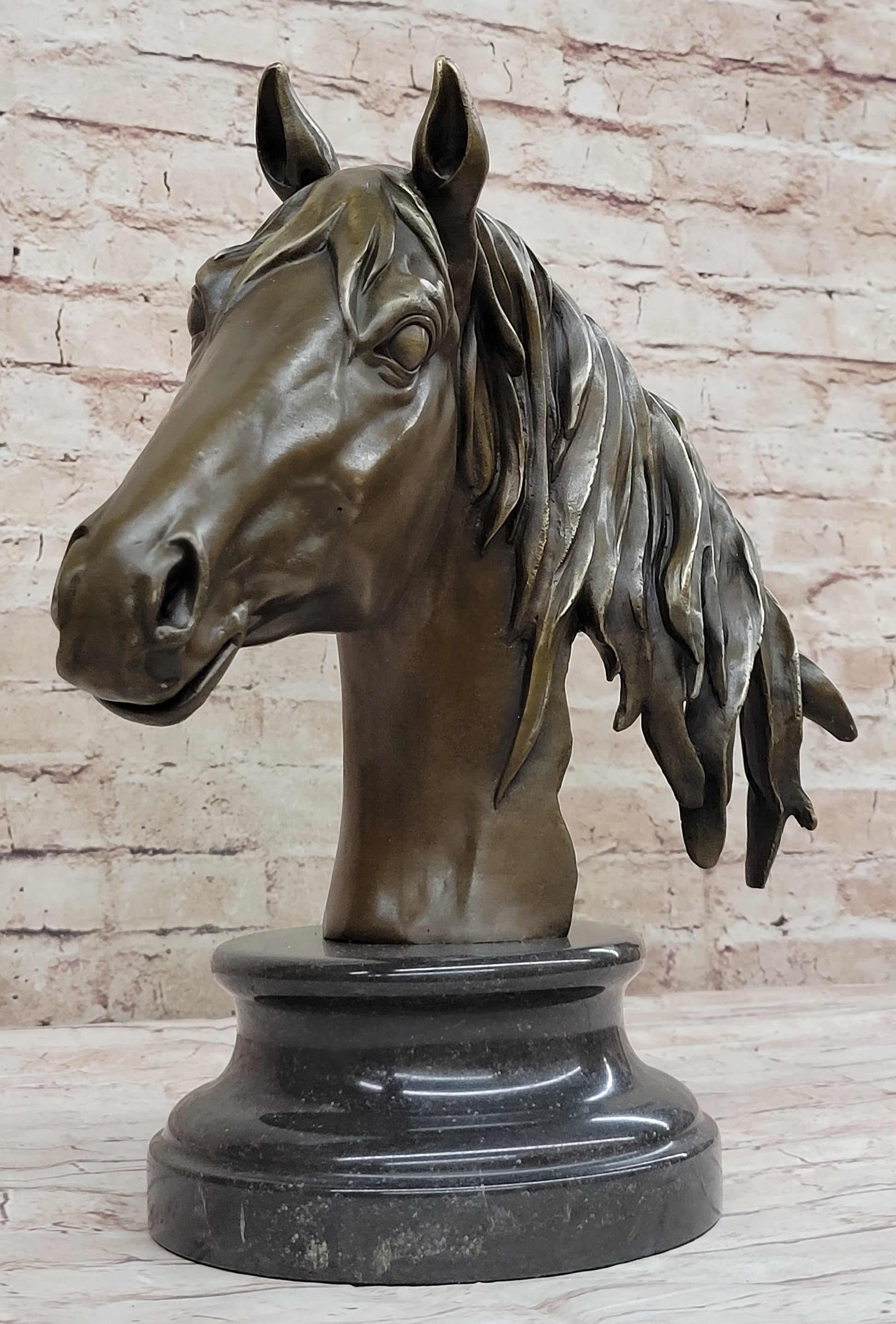 Hot Cast Bronze Horse Head Bust Statue Sculpture Bronze Metal Original Art by Milo