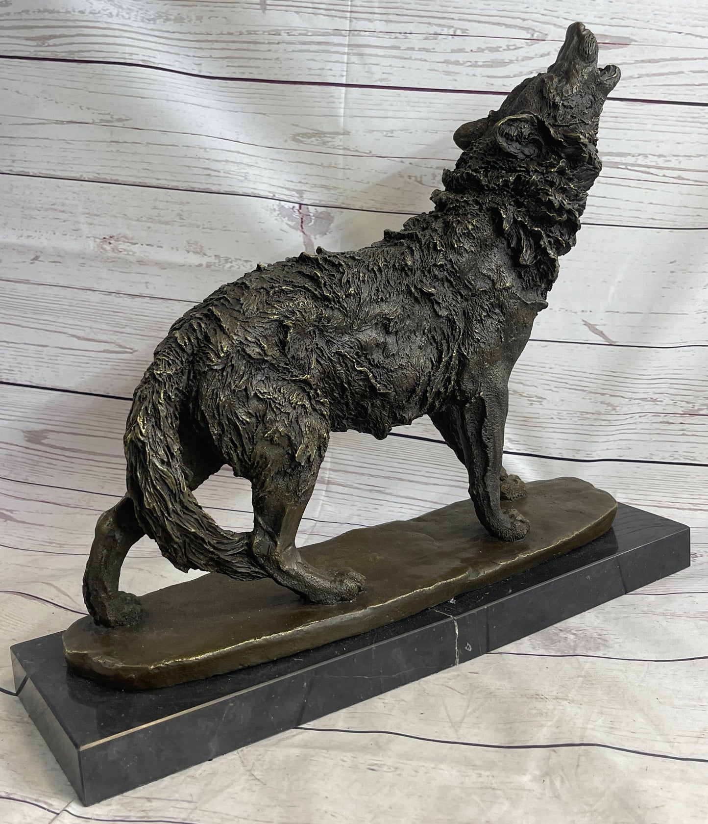 Extra Large Wild Animal Life Wolf Dog Bronze Sculpture Hot Cast Marble Figurine