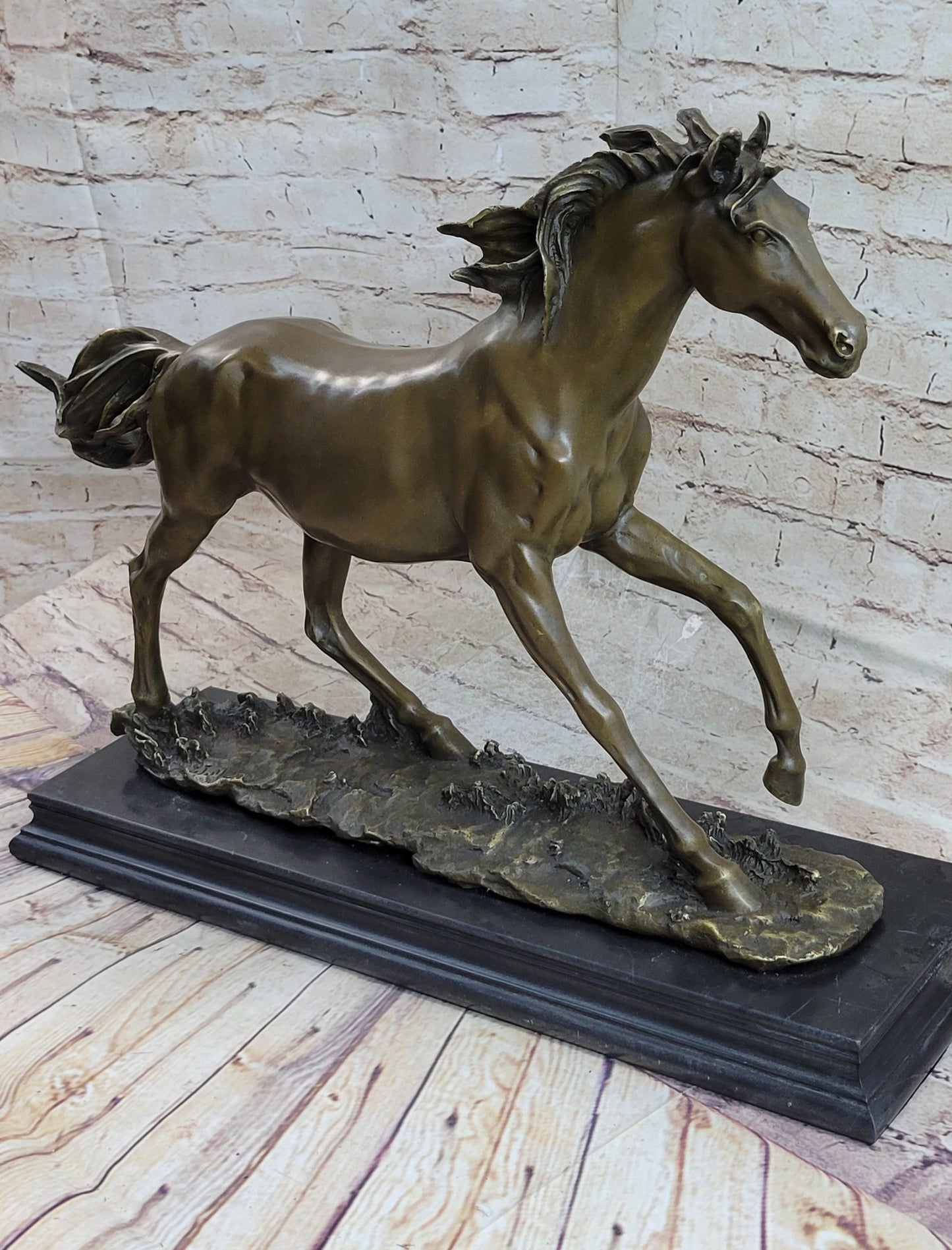 Galloping Horse Bronze Statue Sculpture Equestrian Art PJ Mene 15" x 24"