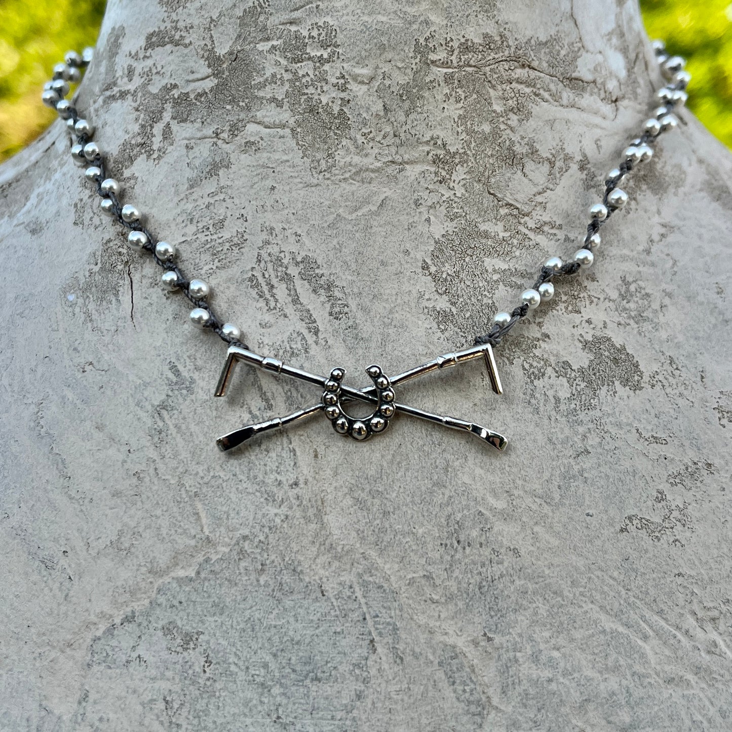 Petite Sterling Crossed Whip Necklace