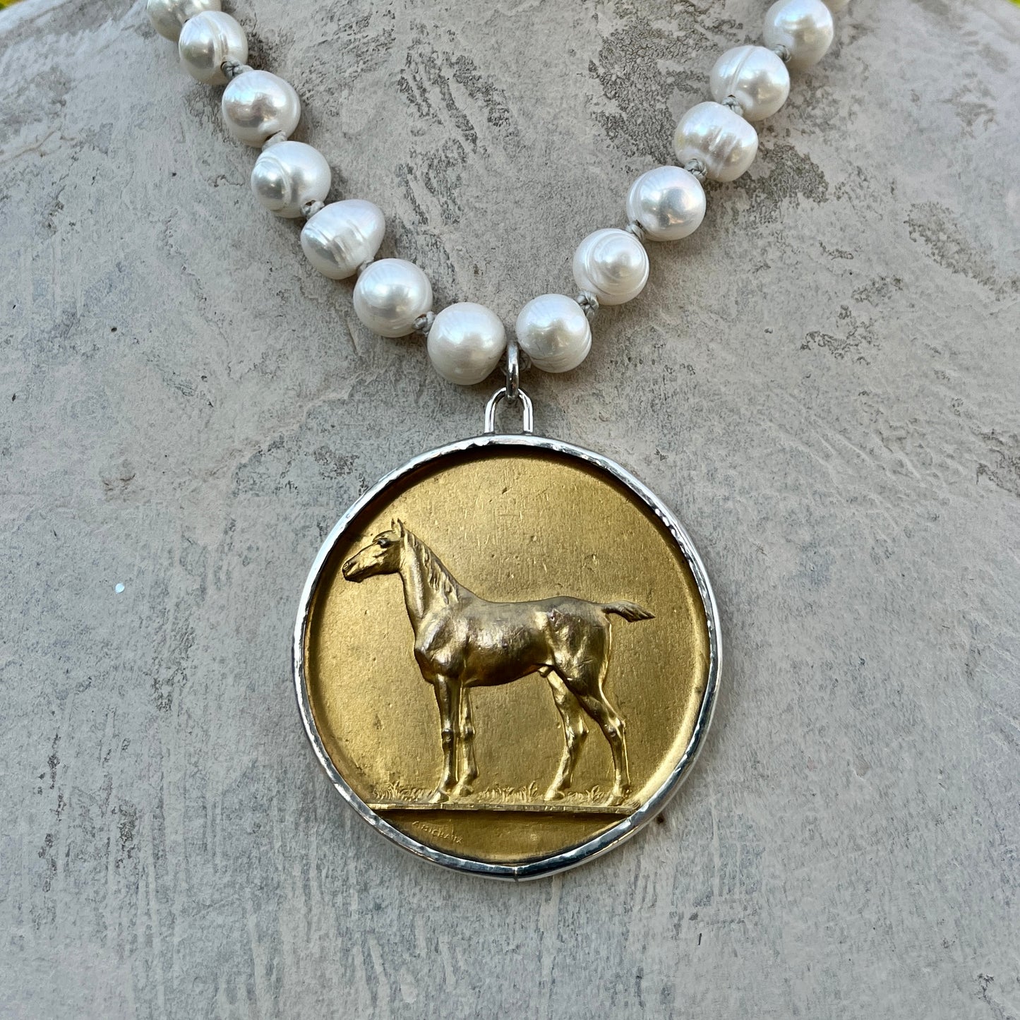 Gilded Cob Medal Necklace