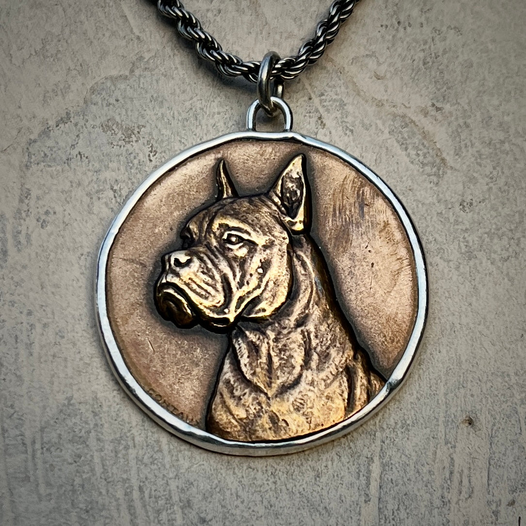 Bronze Boxer  Medal on Sterling