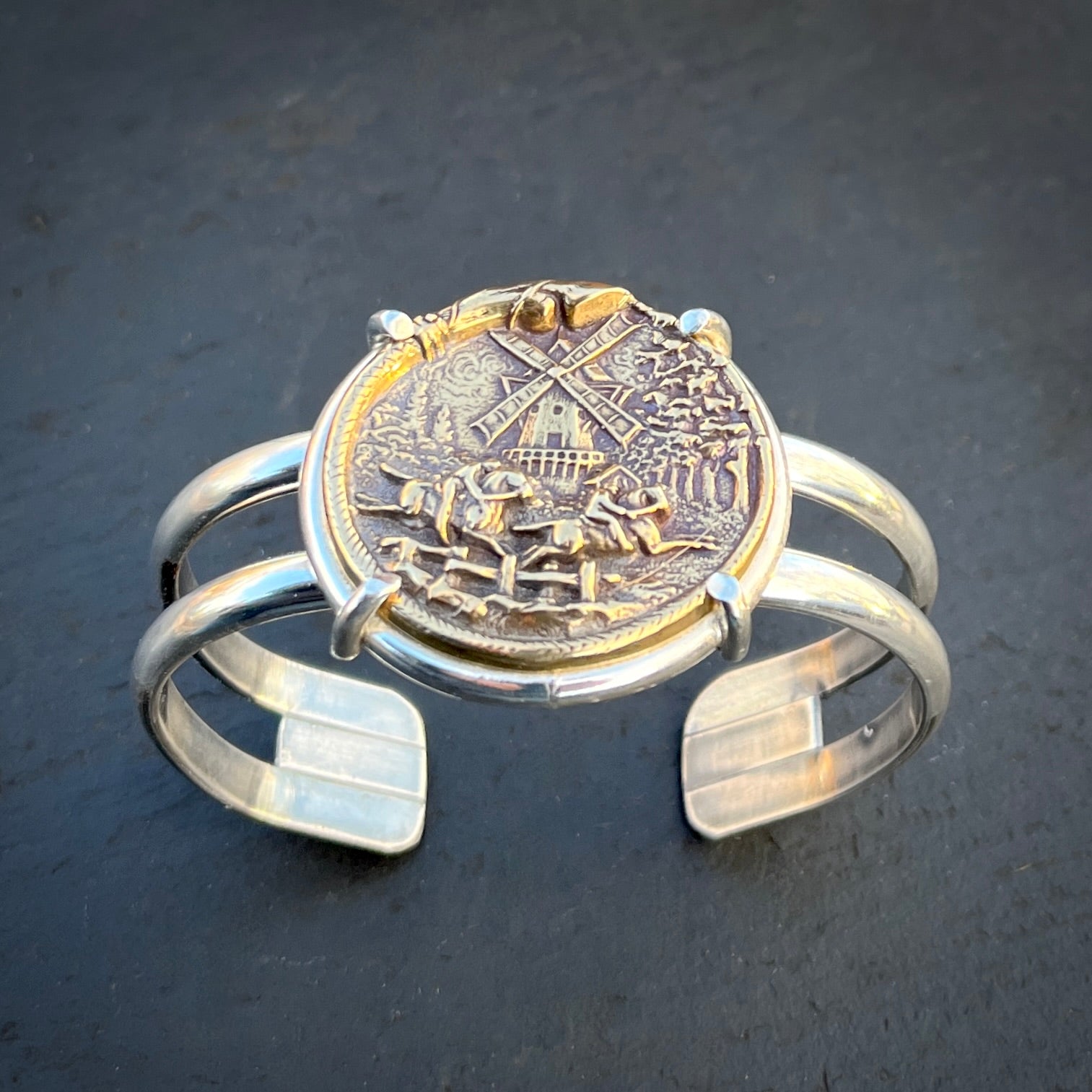 Vintage Dutch Windmill Button Cuff Bracelet