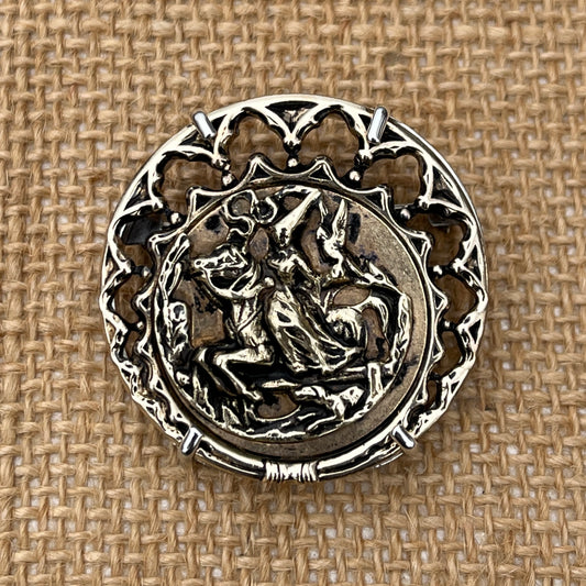 Victorian Horse and Rider Button Pin