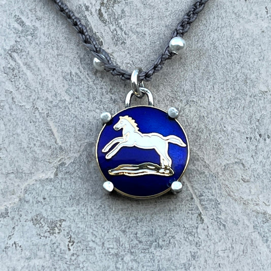 Little Lovely Cobalt Horse Button Necklace