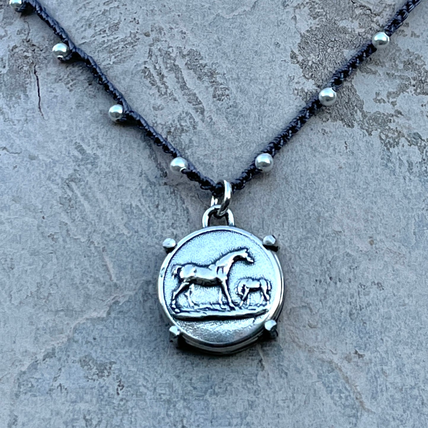 Sterling Mare and Foal Necklace