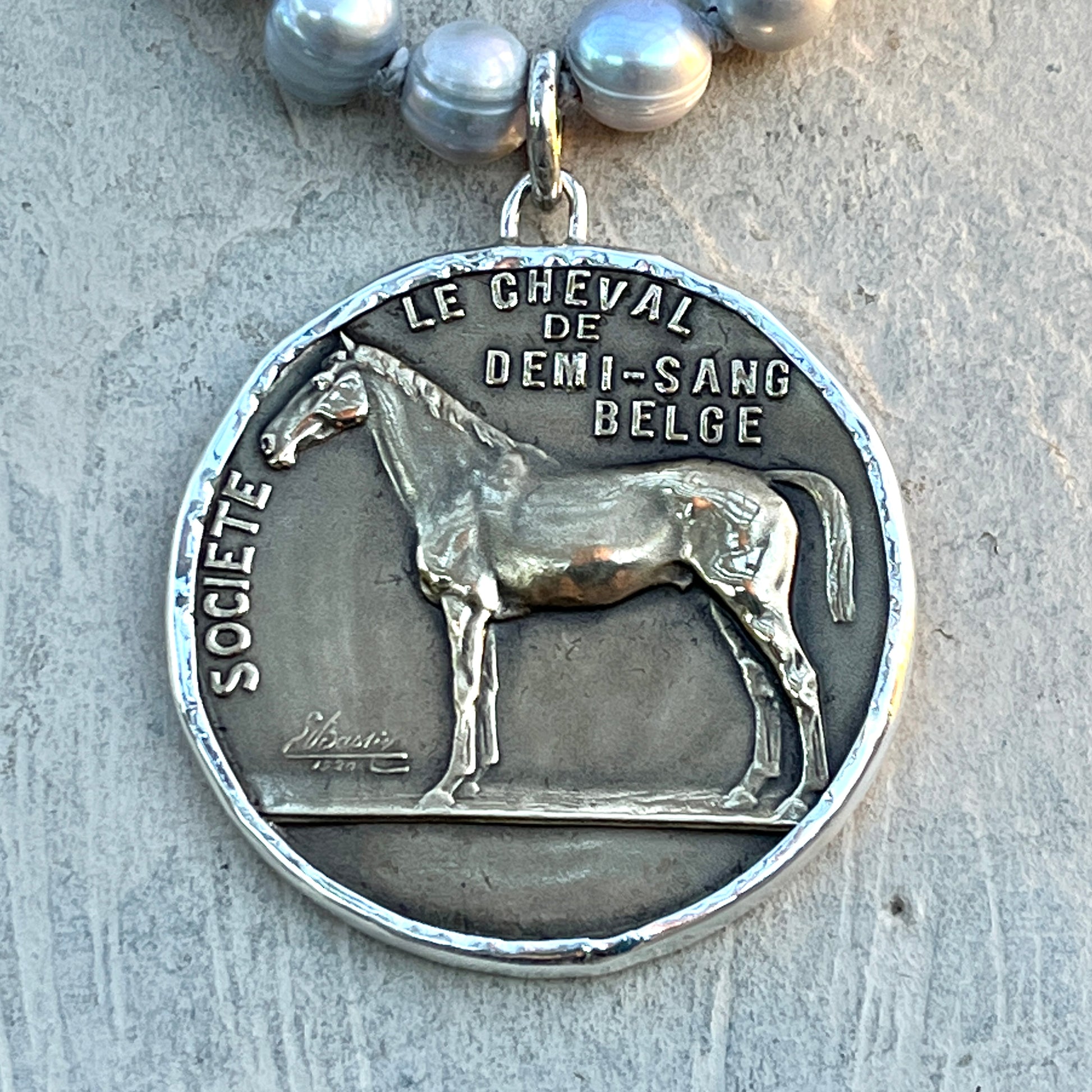 Cheval de Demi-Sang Belge on Pearl Necklace