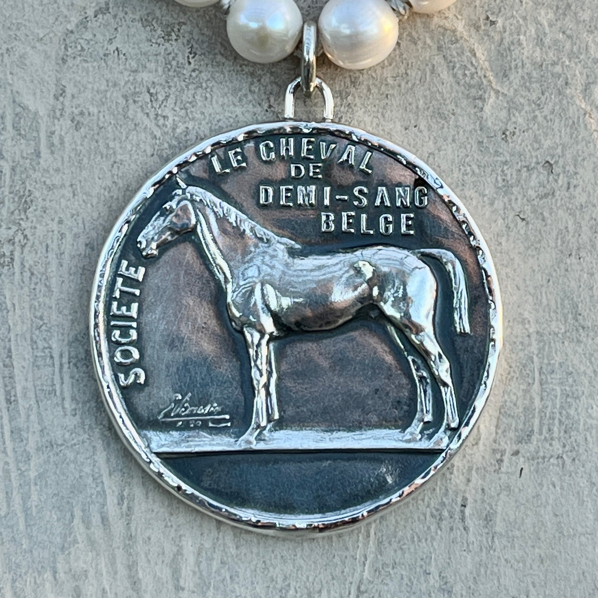 Cheval de Demi-Sang Belge on Pearl Necklace