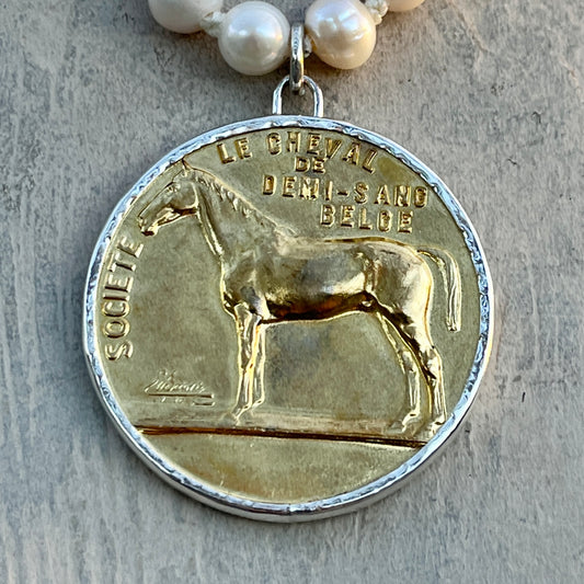 Cheval de Demi-Sang Belge on Pearl Necklace