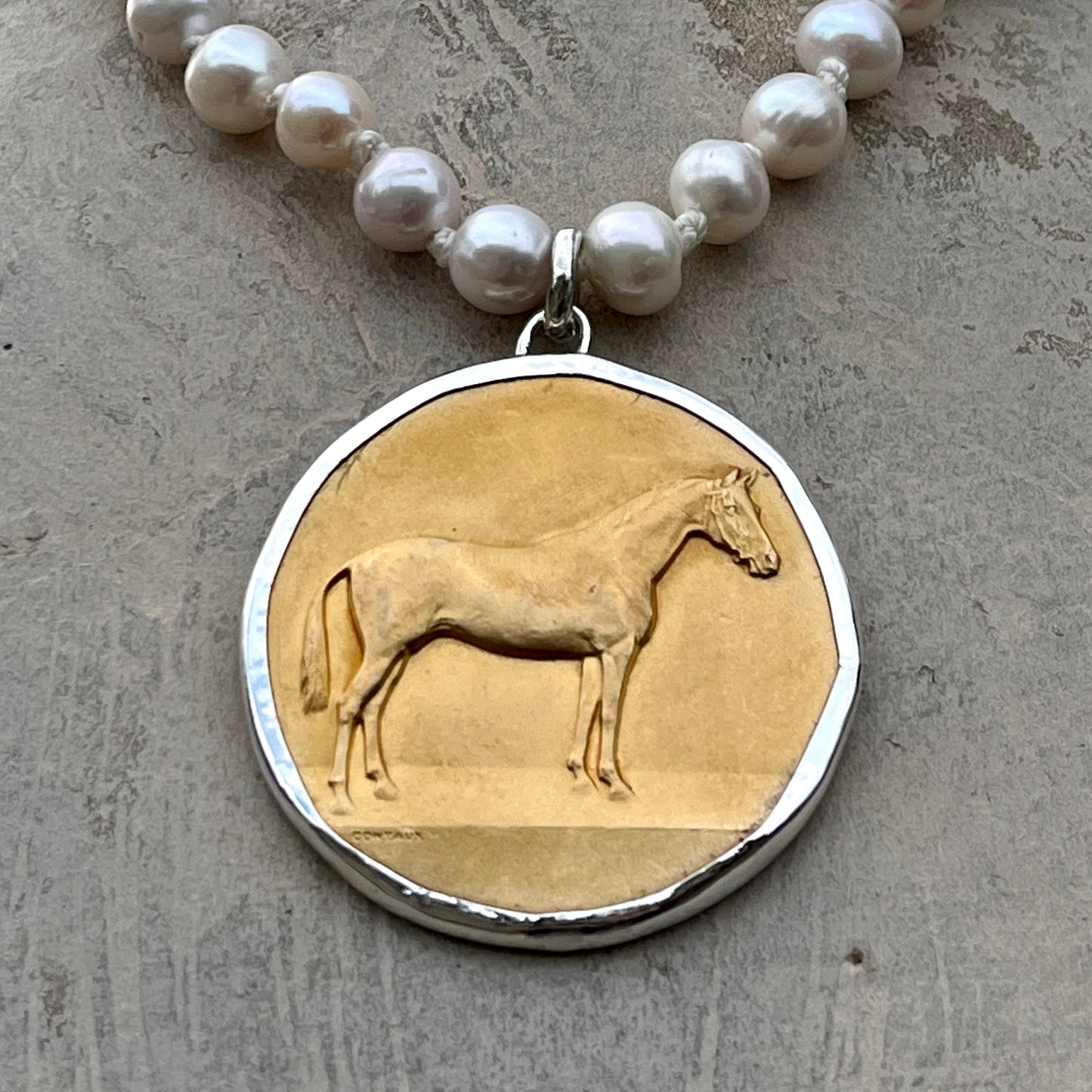 Gilded Thoroughbred Medal Necklace